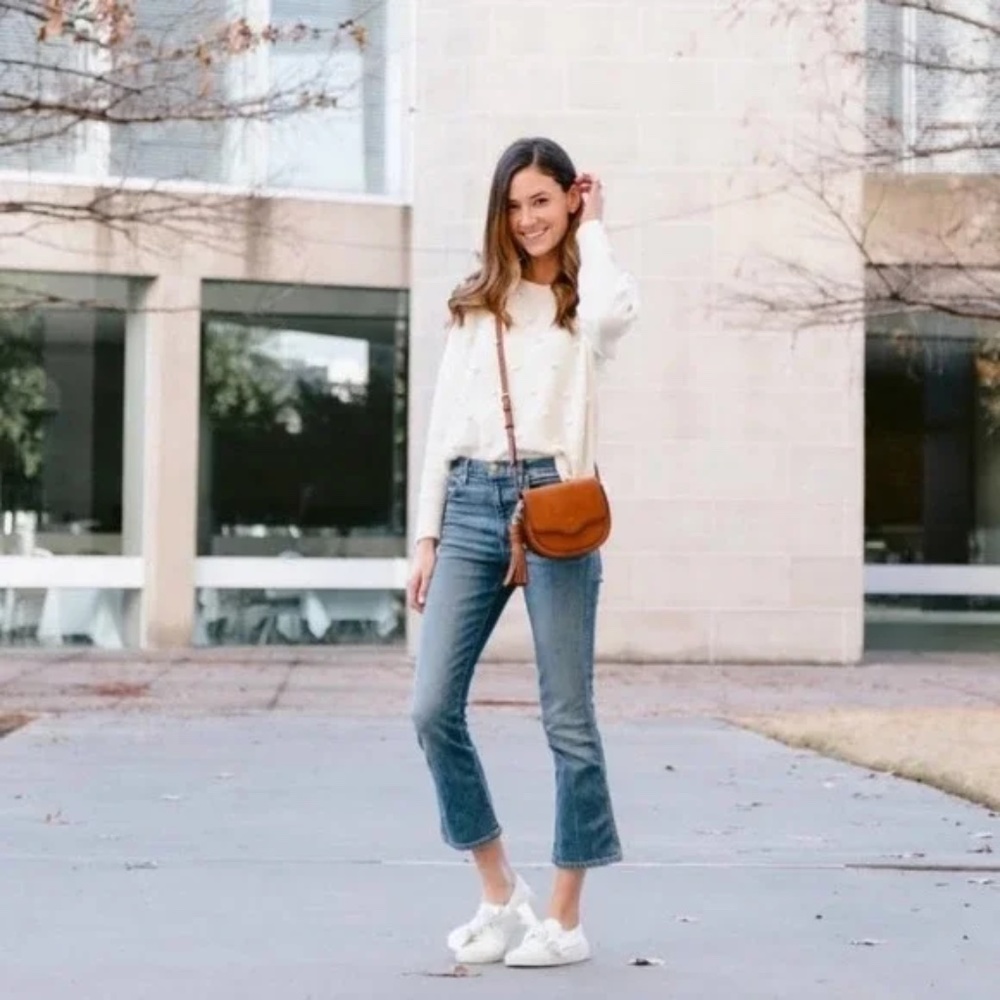 The Great. The Nerd Blue Cropped Flare Jeans size 27